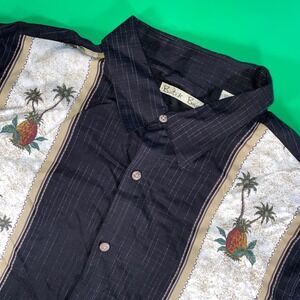 Batik Bay Mens XL Hawaiian Shirt Tropical Pineapple Palm Tree‎ Rayon